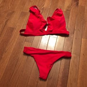 Red cheeky bikini